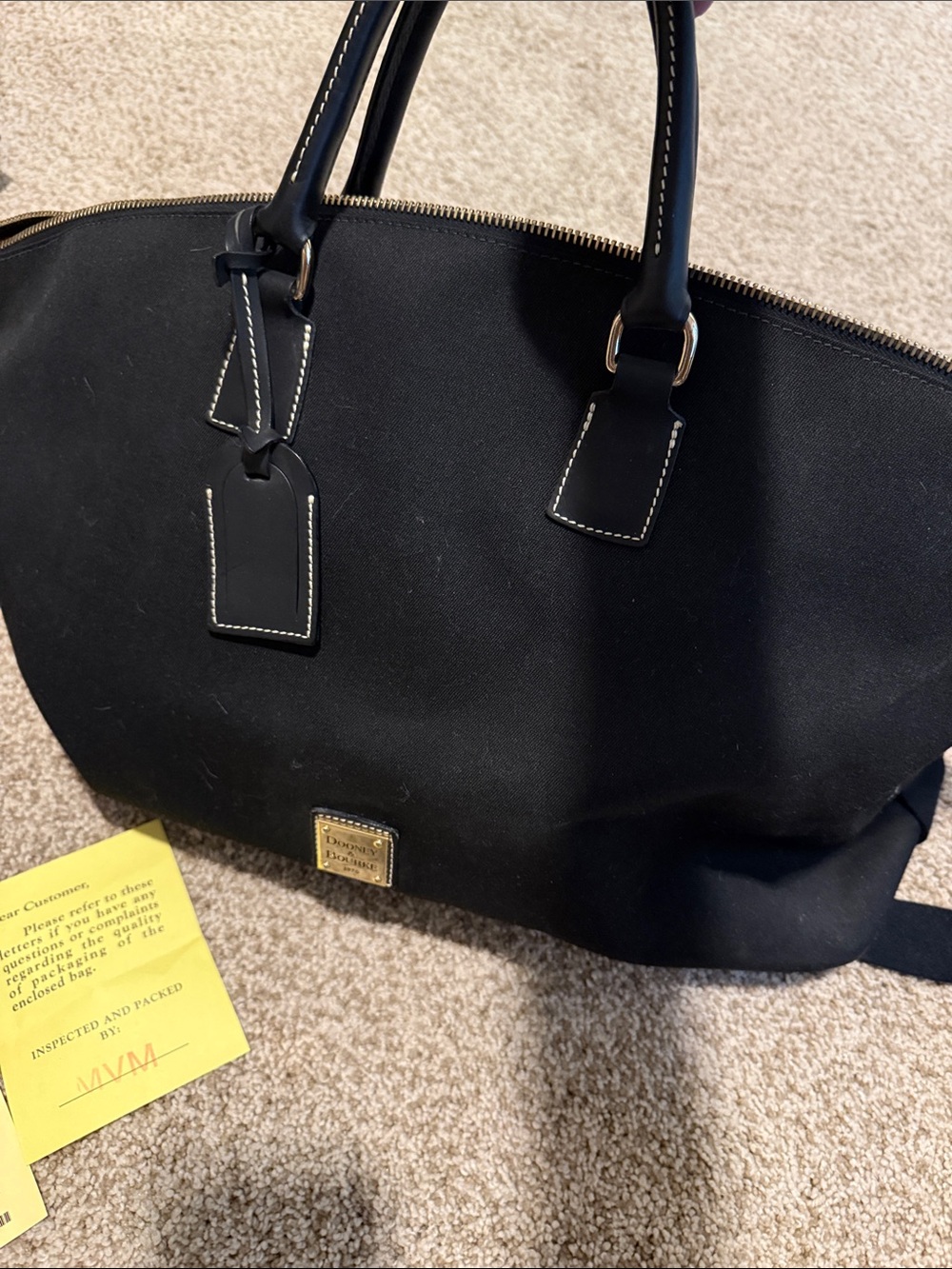Dooney & Bourke Black Canvas Tote with Leather Trim